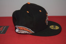 Load image into Gallery viewer, MLB New Era Cleveland Indians Chief Wahoo Black Orange Feather Fitted 59Fifty