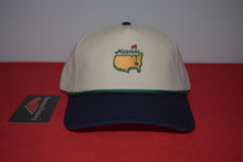 Load image into Gallery viewer, Masters Logo Beige Navy Visor Rope Snapback Hat By American Needle