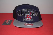 Load image into Gallery viewer, MLB New Era Cleveland Indians Chief Wahoo Script Logo Snapback 9Fifty