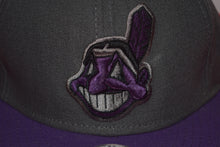 Load image into Gallery viewer, MLB New Era Cleveland Indians Chief Wahoo Purple Charcoal Snapback 9Fifty