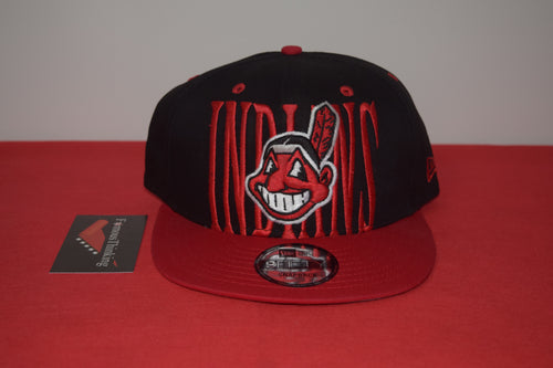 MLB New Era Cleveland Indians Chief Wahoo Script Snapback 9Fifty