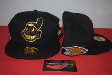 Load image into Gallery viewer, MLB New Era Cleveland Indians Chief Wahoo Golden Wahoo Multi UV Feather Fitted 59Fifty