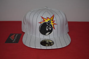 The Hundreds X New Era White Pinstriped Adam Bomb Fitted 59Fifty