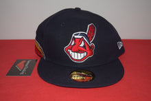 Load image into Gallery viewer, MLB New Era Cleveland Indians Chief Wahoo Navy Feather Fitted 59Fifty