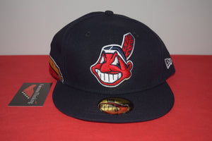 MLB New Era Cleveland Indians Chief Wahoo Navy Feather Fitted 59Fifty