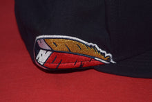 Load image into Gallery viewer, MLB New Era Cleveland Indians Chief Wahoo Navy Feather Fitted 59Fifty