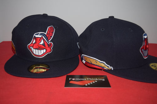 MLB New Era Cleveland Indians Chief Wahoo Navy Feather Fitted 59Fifty