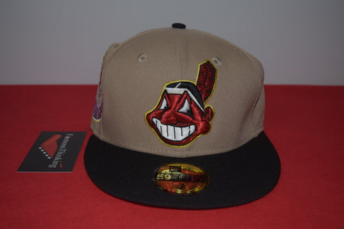 MLB New Era Cleveland Indians Chief Wahoo Black Visor Beige 1981 All Star Fitted 59Fifty