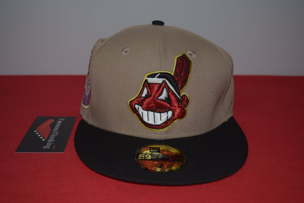 MLB New Era Cleveland Indians Chief Wahoo Black Visor Beige 1981 All Star Fitted 59Fifty