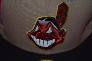 MLB New Era Cleveland Indians Chief Wahoo Black Visor Beige 1981 All Star Fitted 59Fifty