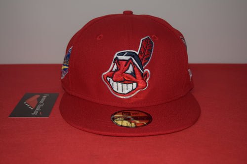 MLB New Era Cleveland Indians Chief Wahoo 95 World Series 2 Patch Fitted 59Fifty