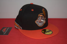 Load image into Gallery viewer, MLB New Era Cleveland Indians Chief Wahoo Black Infrared Feather Fitted 59Fifty