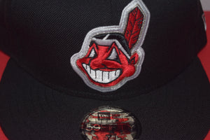 MLB New Era Cleveland Indians Chief Wahoo Black Silver Shadow Fitted 59Fifty