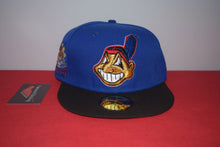 Load image into Gallery viewer, MLB New Era Cleveland Indians Chief Wahoo Blue Black Fitted 59Fifty