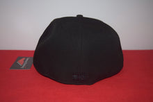 Load image into Gallery viewer, MLB New Era Cleveland Indians Chief Wahoo Double Patch Black Out Fitted 59Fifty