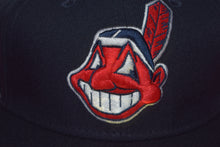 Load image into Gallery viewer, MLB New Era Cleveland Indians Chief Wahoo Navy Feather Fitted 59Fifty