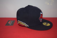 Load image into Gallery viewer, MLB New Era Cleveland Indians Chief Wahoo Navy Feather Fitted 59Fifty