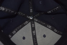 Load image into Gallery viewer, MLB New Era Cleveland Indians Chief Wahoo Navy Feather Fitted 59Fifty