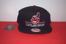 Load image into Gallery viewer, MLB New Era Cleveland Indians Chief Wahoo Script Snapback 9Fifty VINTAGE